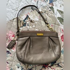 Coach Metallic Brown Wristlet with Gold Hardware
